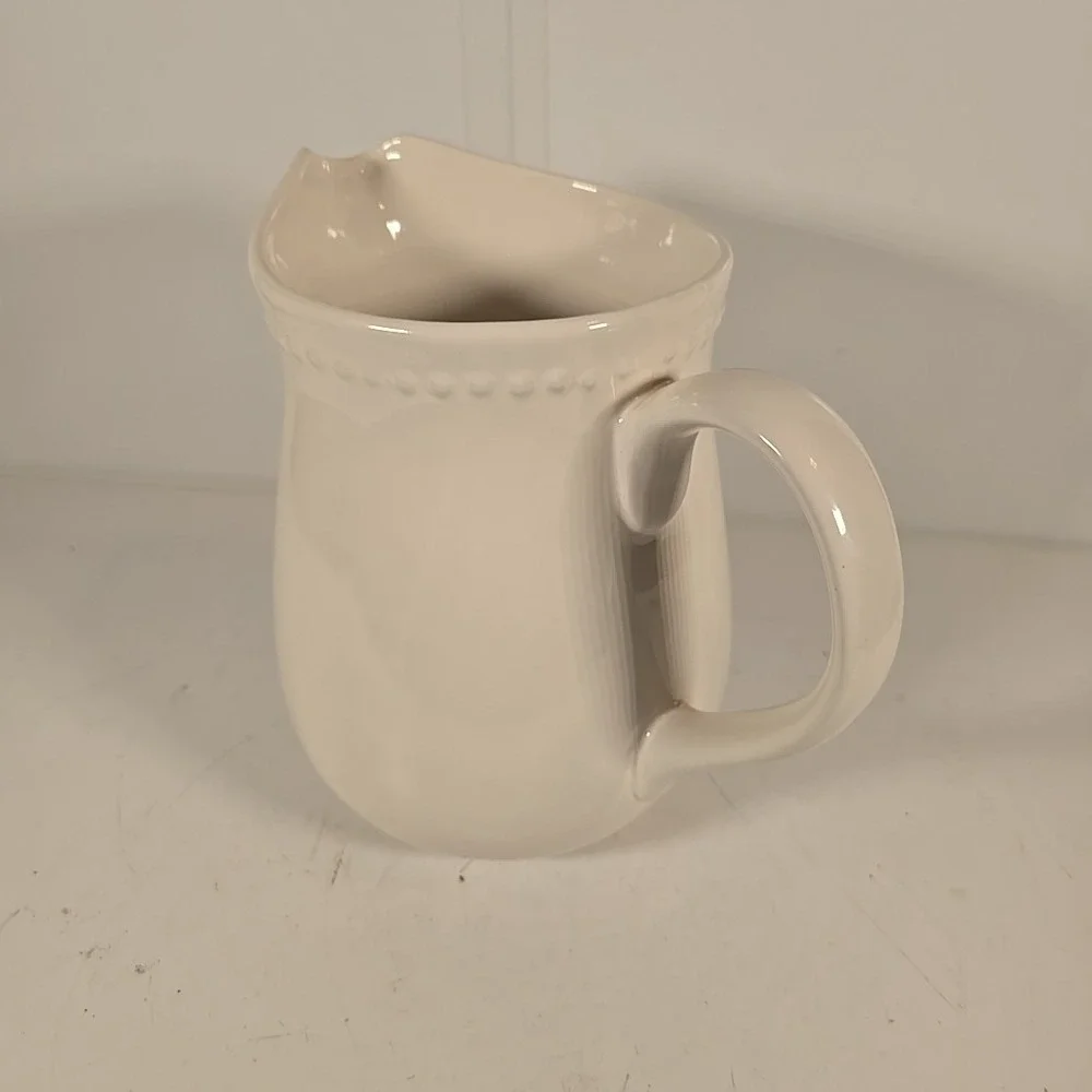 WHITE HOME CERAMIC PITCHER 7 1/2 INCHES‎ TALL